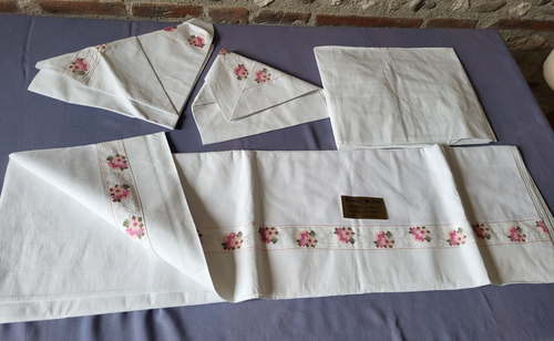 N08 Parure de Lit 2p complète en coton percale Vintage 60 70 Bed cotton set 2p - Picture 11 of 13