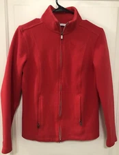 Lady Hathaway Full Zip Size Medium Red Jacket Jersey Knit Zipper Pockets