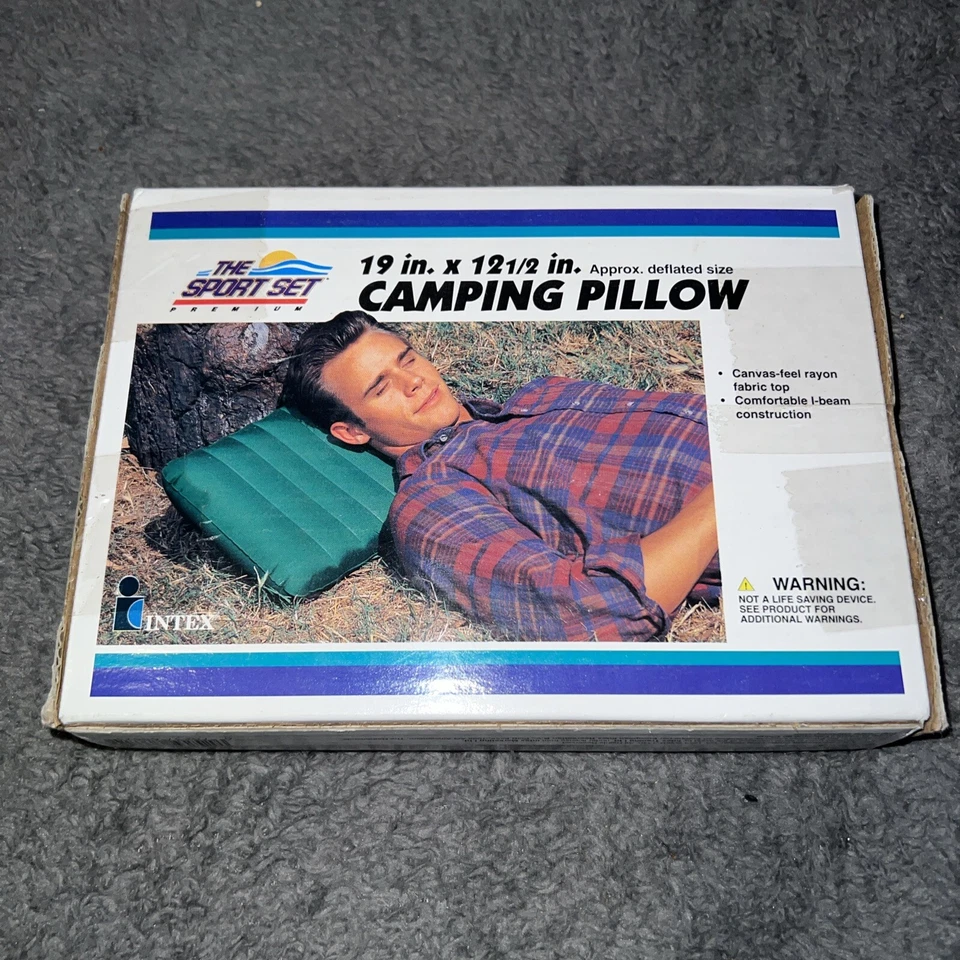 Vintage Intex Inflatable Camping Pillow The Sport Set - Fabric Canvas Feel NIB - Image 4 of 4