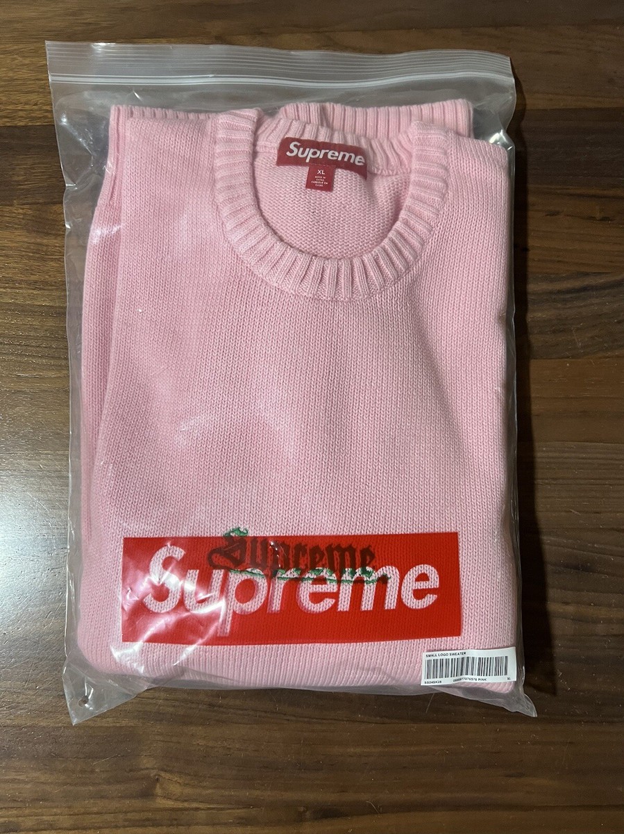Supreme Old English Embroidered Logo Cotton Sweater in Pink Supreme Old English Embroidered Logo Cotton Sweater in Pink