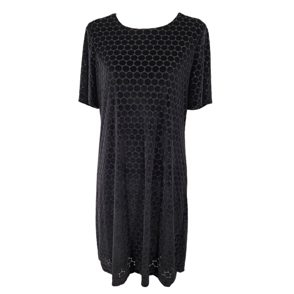 ann taylor black velvet dress Ann Taylor Velvet Dot Midi Dress Black Women's