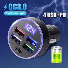 4X USB PD 30W Type-C Car Charger Fast Charge Adapter For iPhone 13 12 11 Pro Max