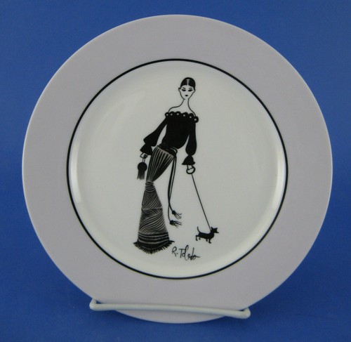 Juego de 4 platos de ensalada de postre Rubén Toledo elegante mujer perro con correa Nordstrom - Imagen 3 de 6