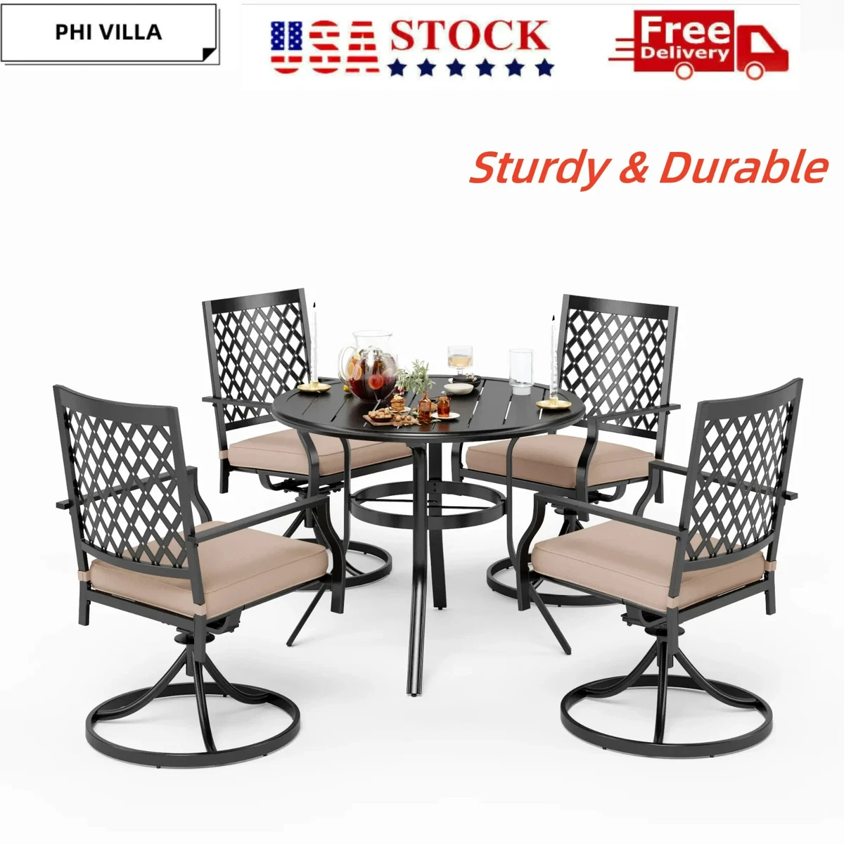 Patio dining set with swivel chairs sale online