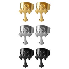 2pcs Men's Women Charm Stainless Steel Plain Cross Screw Back Ear Studs Earrings