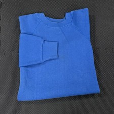 Vintage 90s Tultex Raglan Sweatshirt Large Blue Blank Pullover Made USA