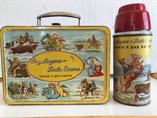 Rare 1953 Red-Sided Roy Rogers/Dale Evans Double R Bar Ranch Lunchbox & Thermos