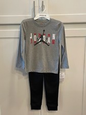Nike Air Jordan Boys Long T-shirt and Jogger Set - Grey/Black - NWT 