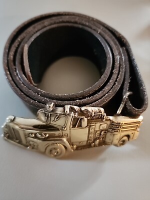 Vintage 1978 Solid Brass Fire Truck Buckle by Baron Buckles