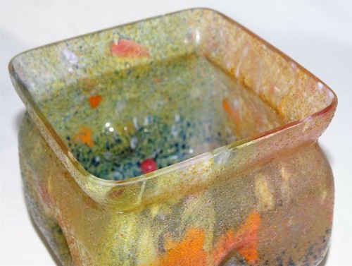 Maceta de vidrio fundido con carcasa de salpicaduras Bohemia 4 3/4" vidrio artístico - Imagen 6 de 6