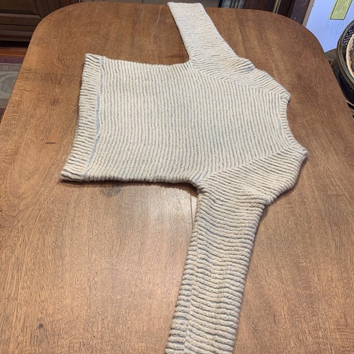 L’AGENCE Ribbed Textural Mohair Blend Sheer Net stripe Sweater Neutral Beige XS - Picture 3 of 19