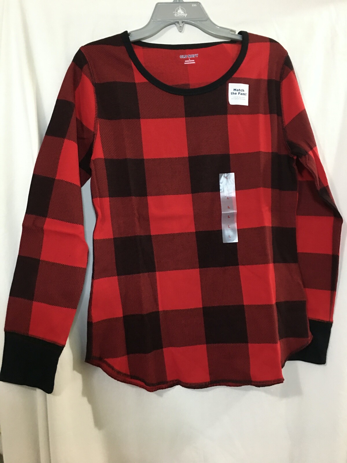 NWT Old Navy Soft Thermal Knit Tee Shirt Women Pajama Top Long Sleeve Plaid