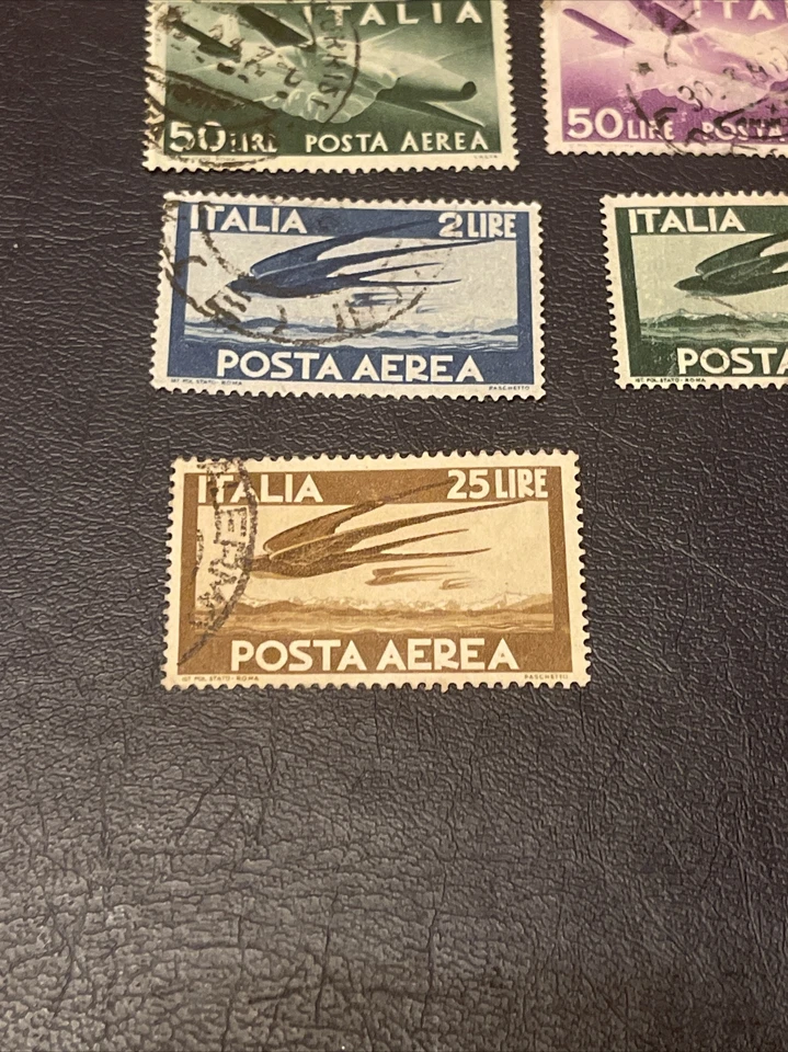 Italy 9 Pcs Used Airmail Stamps, 1945-1946.Plane,Swallows in flight. - Image 4 of 4