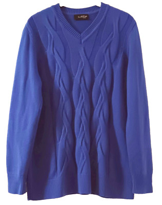 Zopfstrick- Pulli PETER HAHN Viskose/Wolle Ultramarinblau Gr. 46 -s. Maße unten!