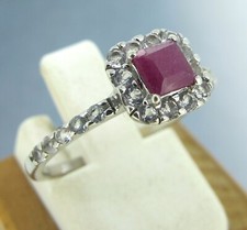 Pink Quartz Cubic Zirconia Sterling Silver Halo Style Ring Size 7