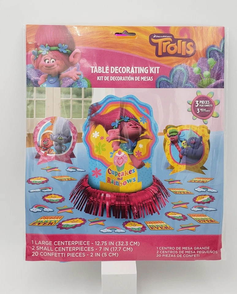 巨魔桌装饰套件 3 个中心件 + 20 个五彩纸屑生日派对 — 第 2/3 张图片