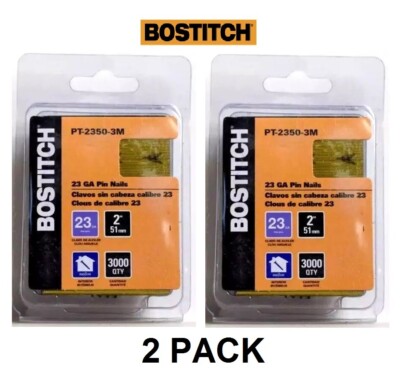 Bostitch PT-2350-3M 2'' Inch 23-Gauge Straight Pin Nails (2 PACK) 3000 Qty Each