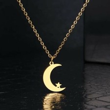 AAA Qualität Mond und Stern Halskette Kette echt Edelstahl Gold Silber NEU