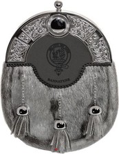 Bannatyne Kleid Sporran 3 Quasten Nieten Celtic Arch Scottish Clan Crest