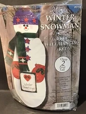 DESIGN WORKS Craft Kit #5153 WINTER SNOWMAN Felt Wall Hanging Kit 2 Feet Tall