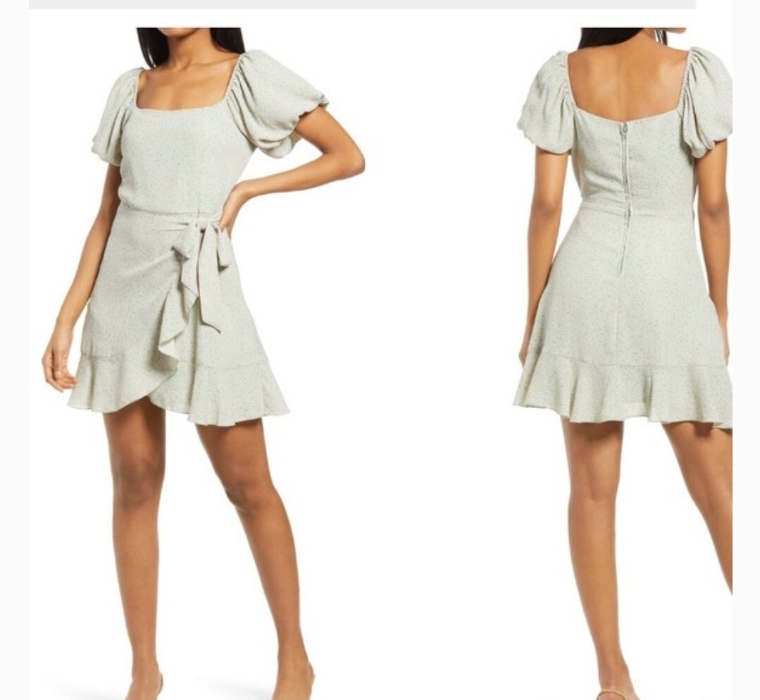 FILA Vestito da sole floreale nuovo con etichette Row A Dasies verde taglia XL manica puff