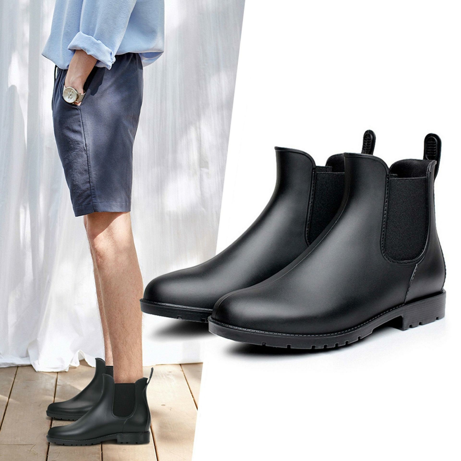 Men Boots Chelsea Waterproof Boots Rain 