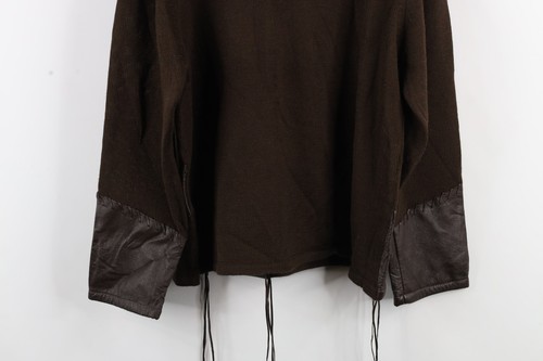 Deadstock Vtg 90s Streetwear Womens Large Leather Trim Wool Blend Knit Sweater - Picture 13 of 14