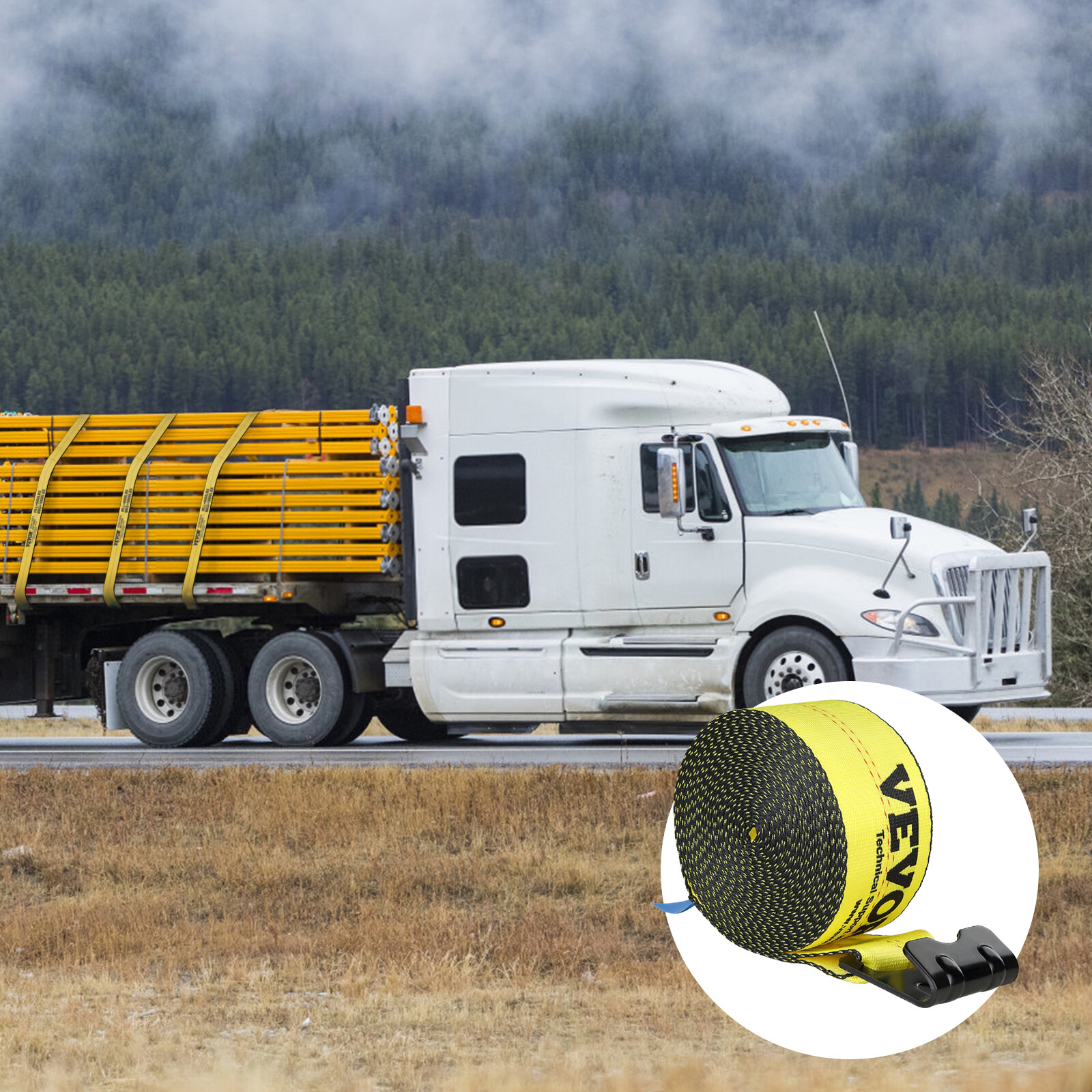 Winch Straps 4" x 30' Heavy Duty Tie Down Truck Straps 18000 Lbs Break Strength