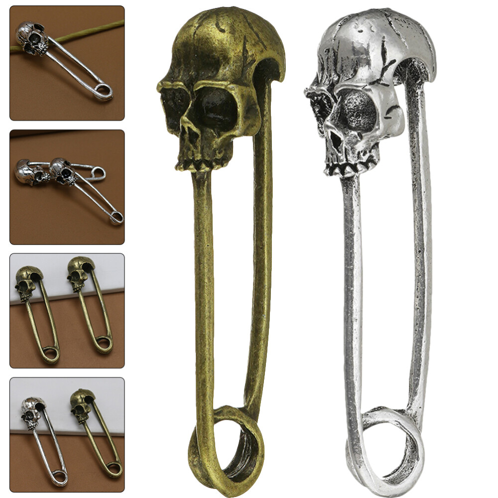 20pcs Skull Head Safety Pin Brooches Punk Charms for Clothing CraftsBY