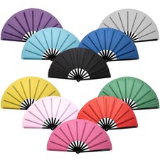 QIRMIZI 10PCS Large Folding Hand Rave Fan - Popping Fan Clacking Fans for Chi...