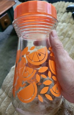  Vintage Pyrex Orange Juice Mixer Glass Pitcher/Carafe  Lid 24 Oz
