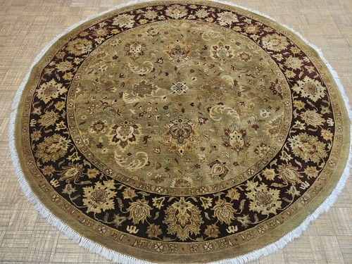 8x8 ROUND INDO AGRA FINE HAND WOVEN RUG 100% WOOL EXCELLENT CONDITION