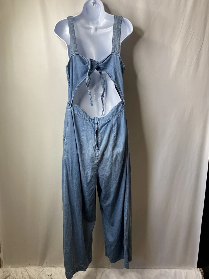 Mono Madewell Mujer Talla 10 Denim Delantal Corbata Pierna Ancha Cambray Mameluco Foto 4 de 4