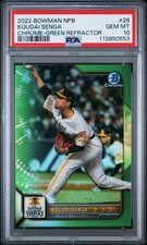 PSA 10 Koudai Senga Chrome-Green Refractor #28 2022 Bowman Npb 113850553