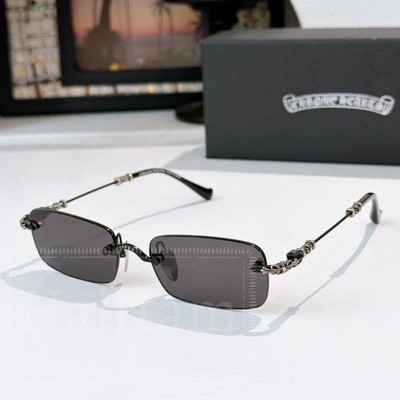 Chrome Hearts Classic Silver Rectangular Frameless Sunglasses Unisex 55-20-144mm