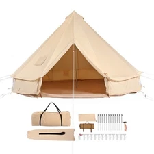 Canvas Bell Tent 5m/16.4ft 4-Season Camping Yurt Tent with Stove Jack