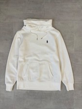 Polo Ralph Lauren Women  s White Funnel Cowl Neck Fleece Hoodie Sweatshirt Size X