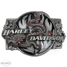Harley-Davidson 1989 USA made Dragon Buckle HARMONY DESIGN Black and Red