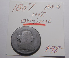 VERY EARLY! 1807 AG - G 100% ORIGINAL HALF CENT - ONLY $46.00   !!!!!!!!!!!!!!✨✨
