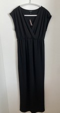TALBOTS NWT Solid Black Soft Stretch Maxi Sleeveless Dress Size Petite