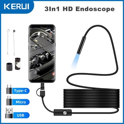 USB Type C Endoscope Borescope Snake Inspection Camera 3 in 1 for Android System
