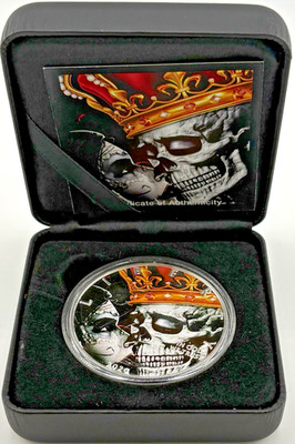 2020 Silver American Eagle Colorized King & Queen Skull Kiss 1oz .999 Limited