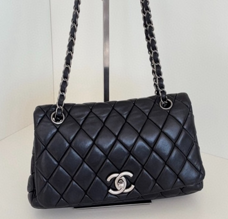 Chanel Classic Flap Chain Lambskin Shoulder Bag Black Silver Women Fashion