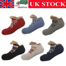 Mens Slipper Socks with Grips Thick Fluffy Christmas Warm Winter Thermal Socks