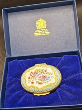 Halcyon Days Enamels Trinket/Pill Box Mint Condition In Original Box Flowers