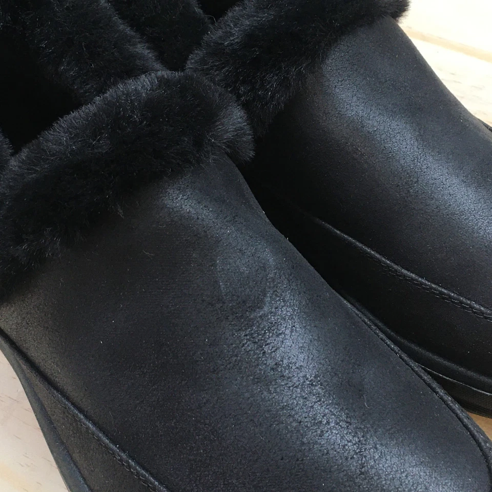 Skechers Slippers Womens 8.5 Slip Ins Cozy Escape Black Faux Fur Comfort 168114 - Image 4 of 4