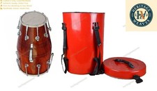 Indian Nut/Bolt Wood Bag Bolt Tuned - Wedding Dholak With Fiber Box