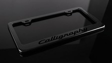 Black On Gloss Black Calligraphy Heavy-duty Metal License Plate Frame