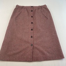 VTG Wool Blend Tartan Plaid Skirt, Sz 32, Classique Works, Button Front Pockets