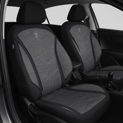2x Sitzbezüge passend für Infiniti QX30 (Schwarz-Weiß) | Vordersitze MT5